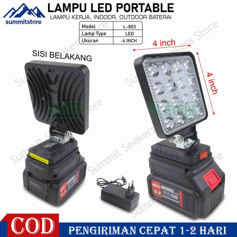 Lampu LED Portable Lamp Baterai 21V 48VF Cahaya Putih Terang Lampu Cordless led bisa buat merk Semua