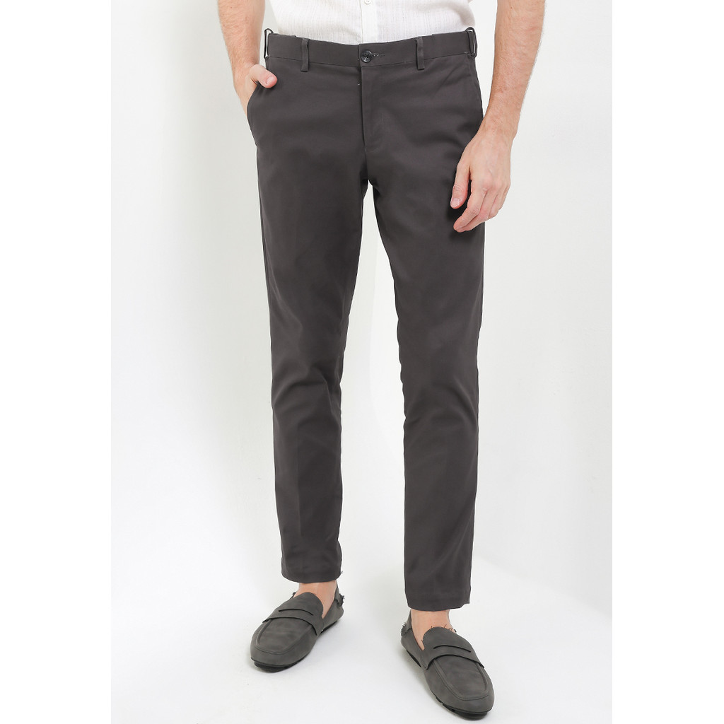 Pierre Cardin Celana Panjang Chino Pria Asphalt Rogue Grey