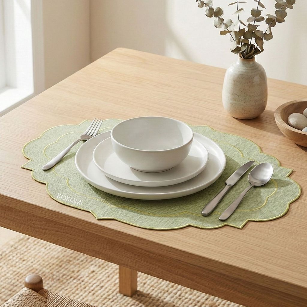Tatakan Linen Premium 45x35cm Tatakan Piring Kain Placemats Mewah Elegan untuk Meja Makan & R