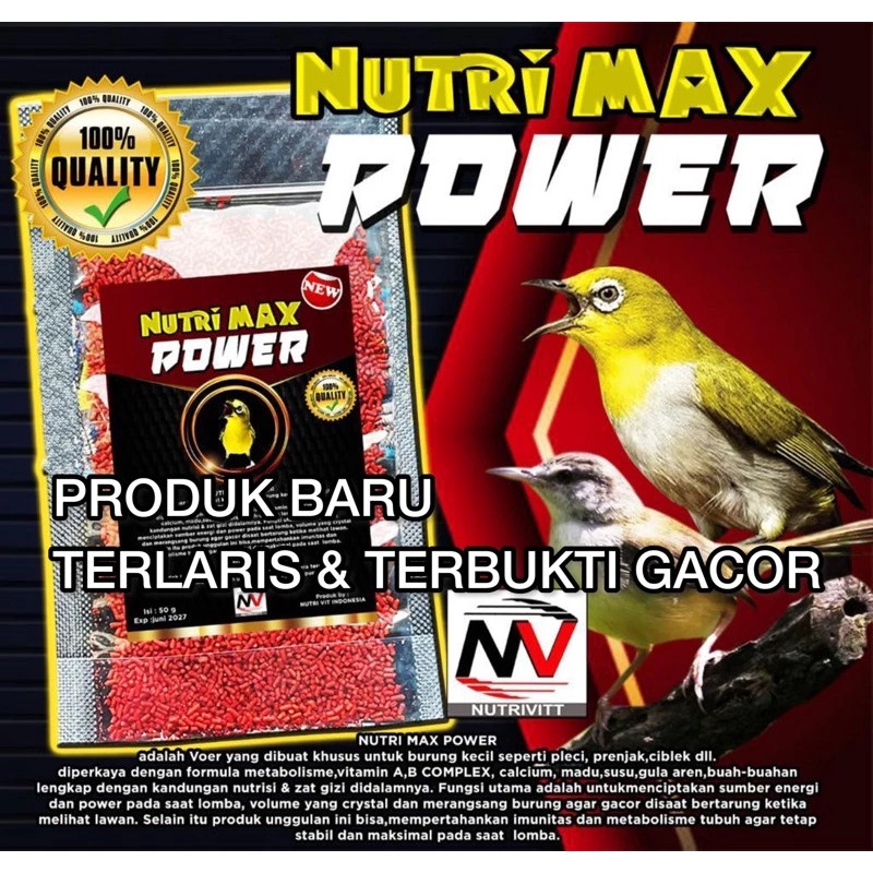 VOER NUTRI MAX POWER Voer Burung Pleci menciptakan sumber energi power volume yang mengkristal gacor