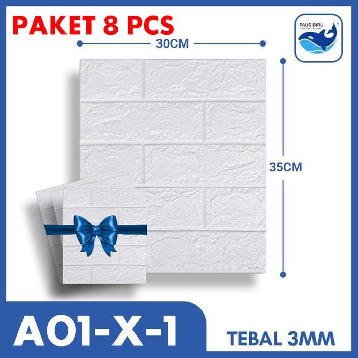 PROMO PAUS BIRU Wallpaper Dinding 3D Foam Mini Motif Batu Bata 30cm X 35cm Tebal 3mm 10 Pcs Kertas S