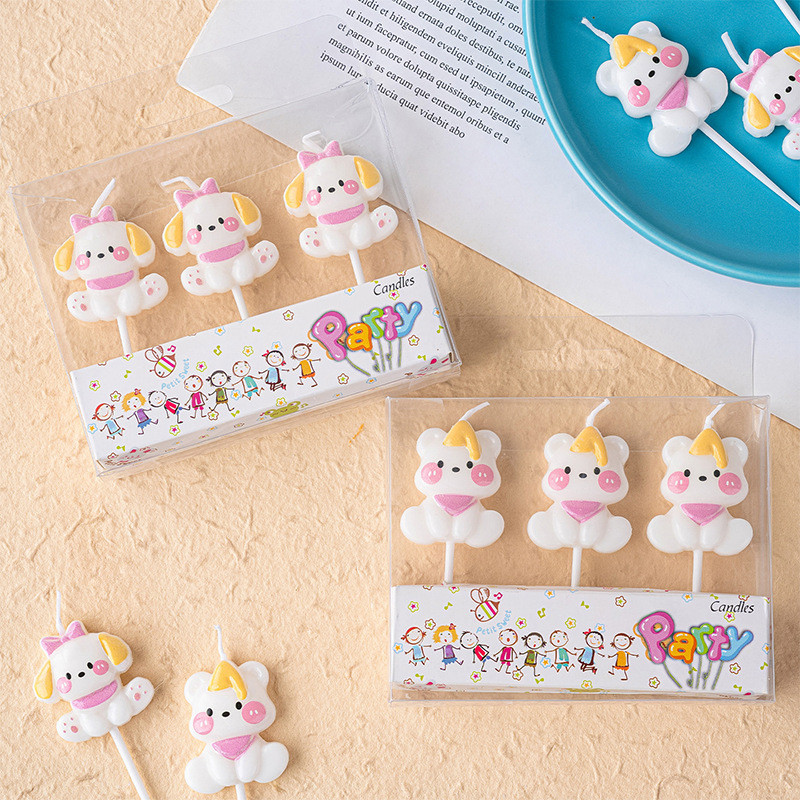 Mauveofficial | Lilin Ulang Tahun Karakter Beruang/ Bear Candle Korean Cake Lilin Dekorasi Kue Ulang