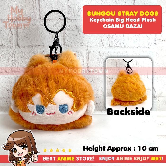 Gantungan Kunci Boneka Anime Bungou Stray Dogs Osamu Dazai Nakahara Chuuya Keychain Big Head Plushie