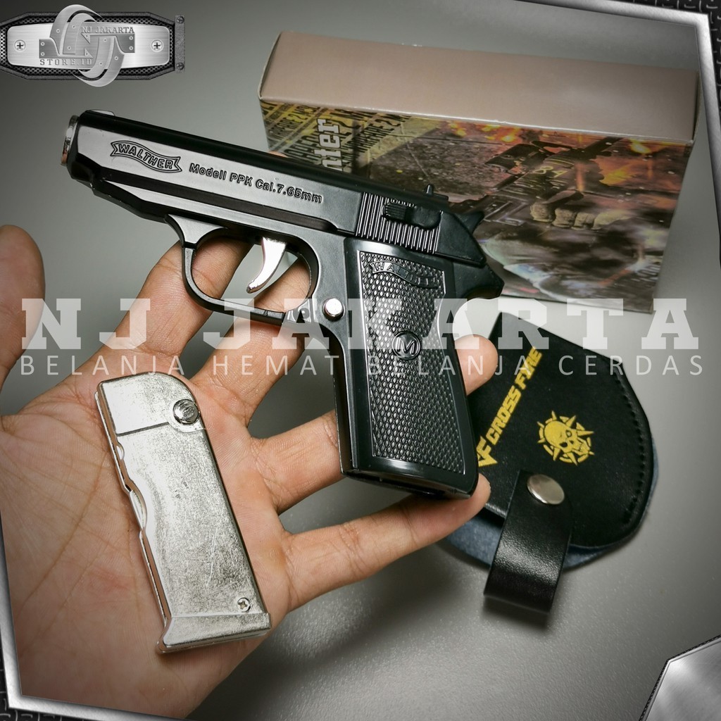 Korek Api Gas Pistol Cross Fire Besi + Knif Survival