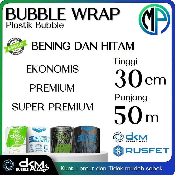 Plastik Bubble Wrap Roll / Potongan 30cm 40cm 60cm Roll Bening / Hitam - 30 CM, BENING EKONOMIS