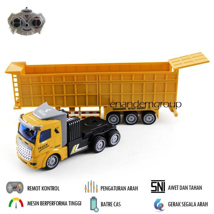 Mainan Mobil Remot Kontrol RC Truk Kontainer Gandeng Trailer Cargo Batre Cas - Dump by Allshopibamz