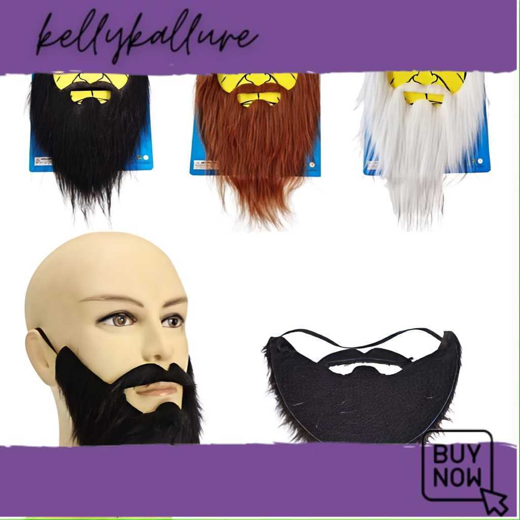 TERLAKU NOW Jenggot Palsu Warna Hitam Coklat Putih – Kostum Cosplay Drama dan Pesta NEW COS