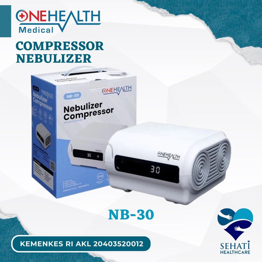 OneHealth Compressor Nebulizer NB-30 Alat Bantu Pernafasan Inhaler Peralatan Terapi Penguapan Uap Na