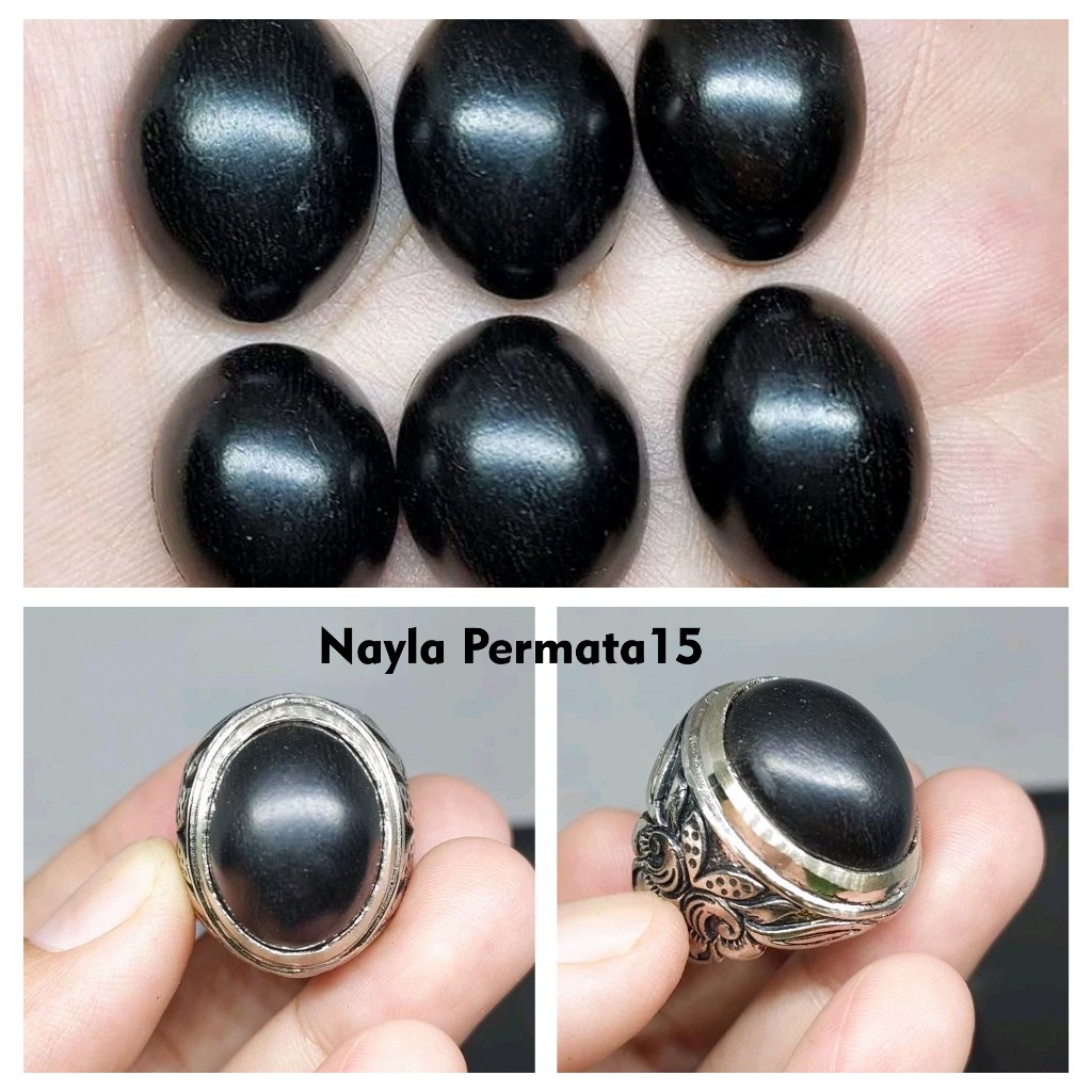 Cincin akik kayu kelor hitam