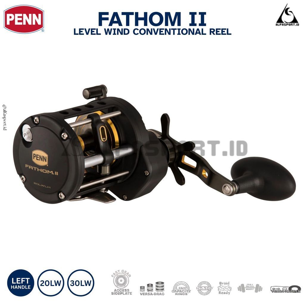 AS PENN Fathom II LW 20LWLH 30LWLH Reel Pancing Conventional Handle Kiri Black Gold Original