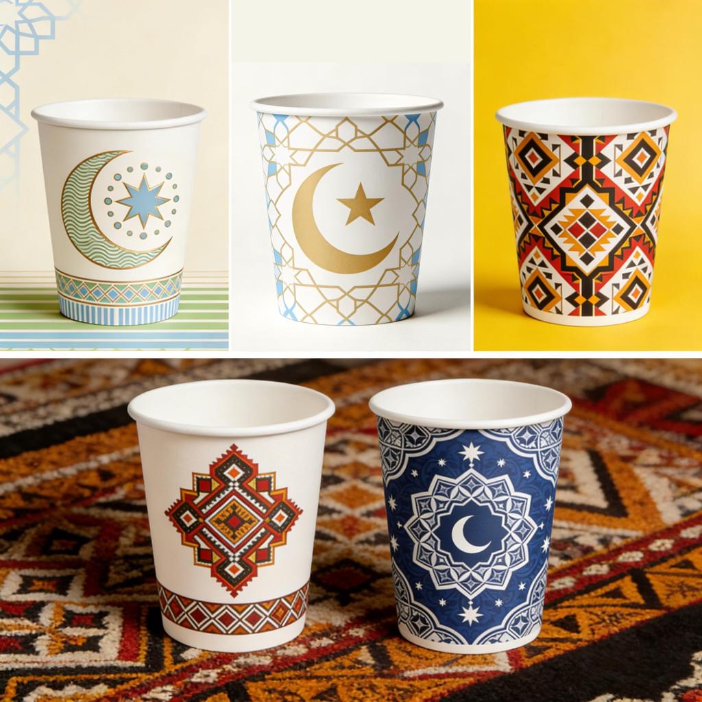 Paper Cup Custom Tema Ramadan Kareem | Gelas Kertas Hot Cup 8oz 12oz 16oz 22oz | Single/Double Wall 