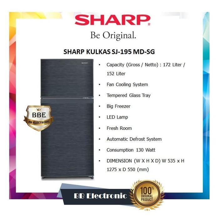 sharp kulkas SJ 195 MD-SG