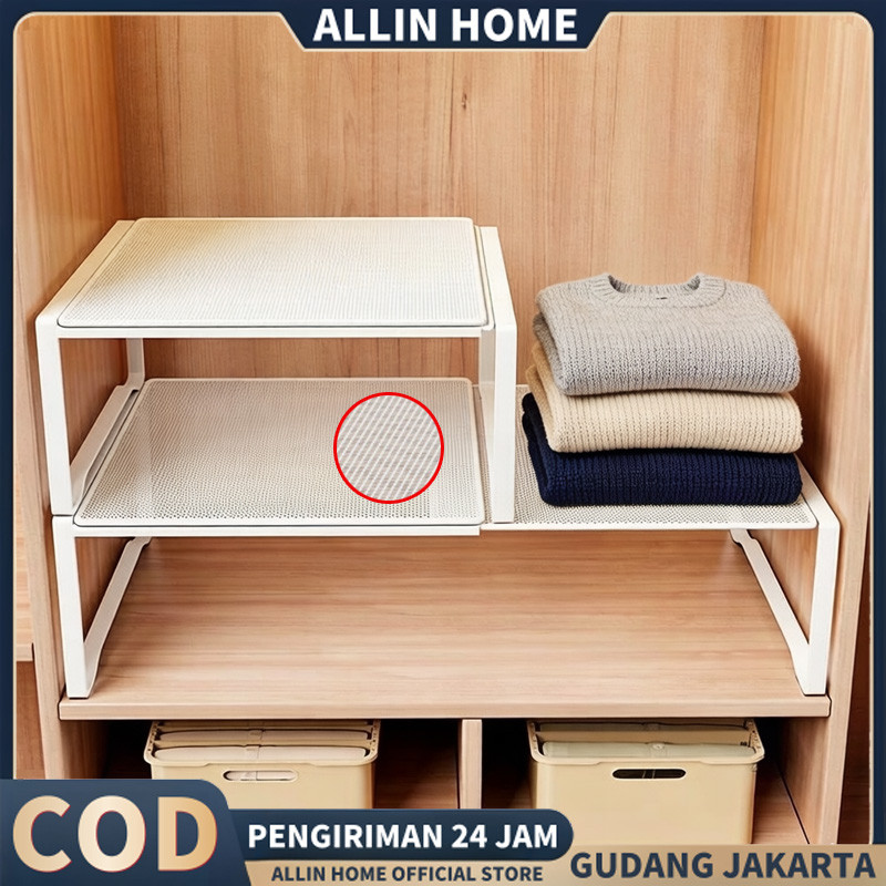 Adjustable Rak Sekat Lemari Baju Besi Partisi Lemari Pakaian