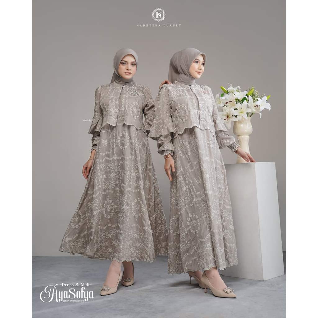 Ayasofya dress dan midi dress by nadheera luxury (gamis premium, gamis lebaran)