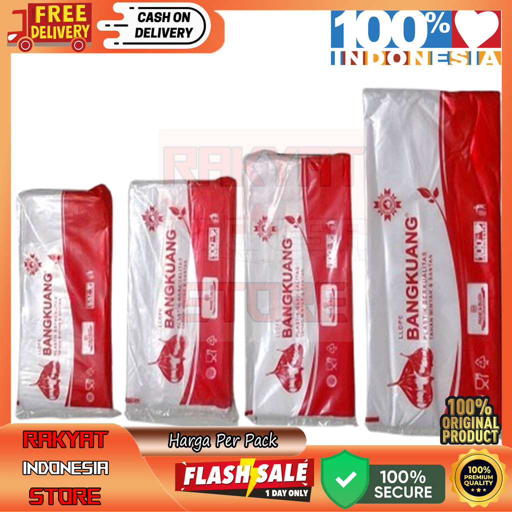 Kantong Plastik Bening Pp Transparan Merk Bangkuang Putih Tebal 0.3 Micron Semua Ukuran Lengkap Pela