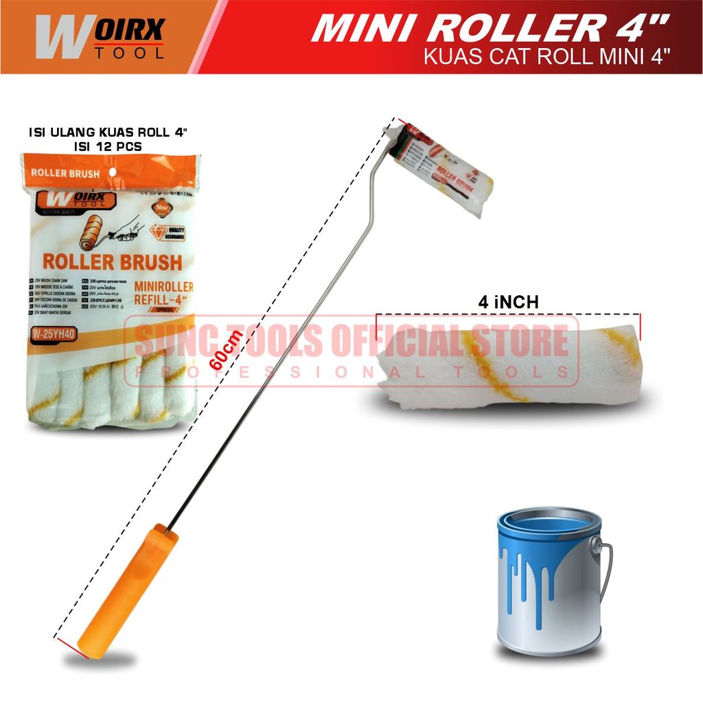 Roll Cat Mini Paint Roller Kapal 4 inch 4" bisa refill WOIRX TOOL