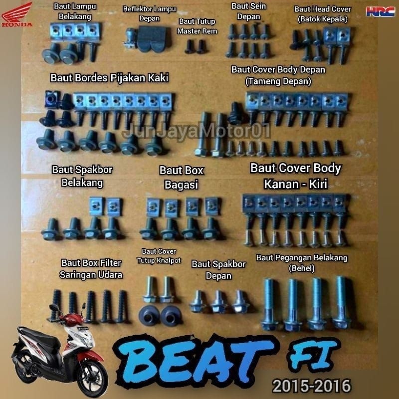 baut body Honda beat Fi terlengkap / baut body Honda beat esp
