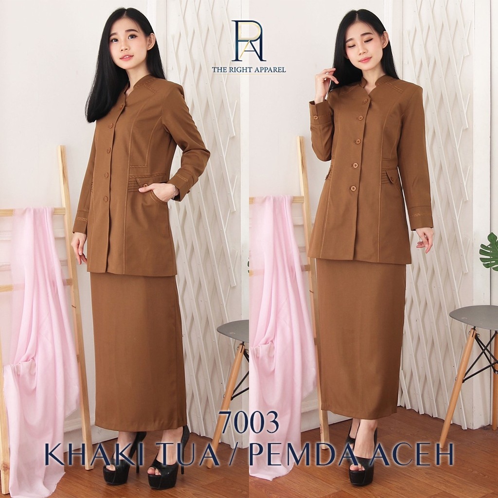 Seragam PNS ID - Blazer Seragam Wanita Kerah Shanghai / Mandarin Lengan Panjang dengan Stelan Rok Sp