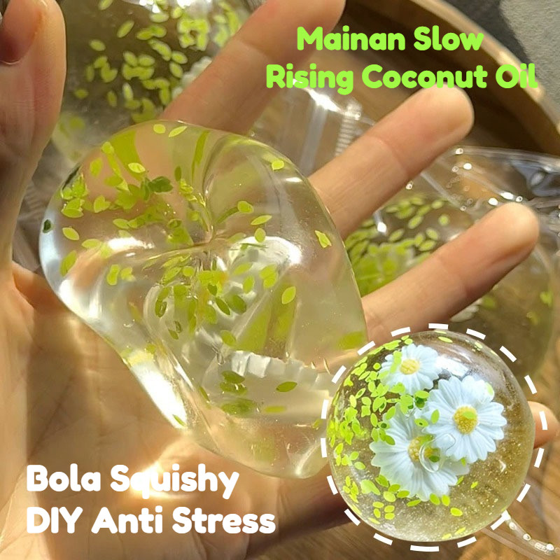 Bola Squishy DIY Anti Stress - Mainan Slow Rising Coconut Oil, Bola Buah Anggur Hijau, Cocok untuk T