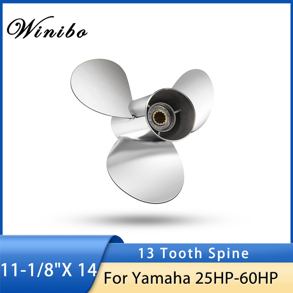 Stainless Steel Outboard Propeller 11 1/8 x 14 OEM Fit Yamaha Engines 25-60 HP 3 Blade Ref No.697-45