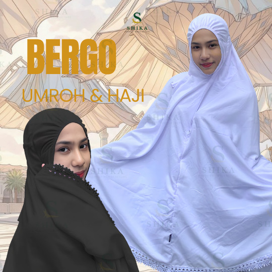 Bergo Maryam Hijab Instan Syar'i  Hitam Putih