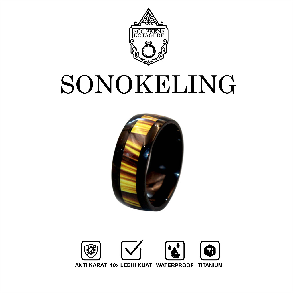 Cincin Pria Wanita Mewah Unik Estetik Real Titanium Anti Karat Anti Air Premium Sonokeling