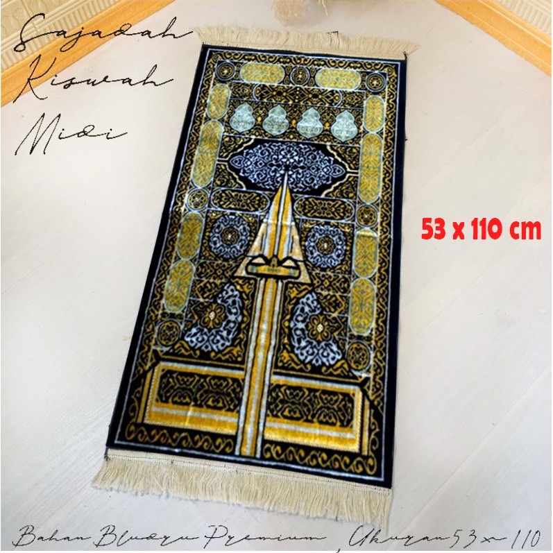 SAJADAH TURKI HITAM KISWAH PREMIUM UKURAN SEDANG