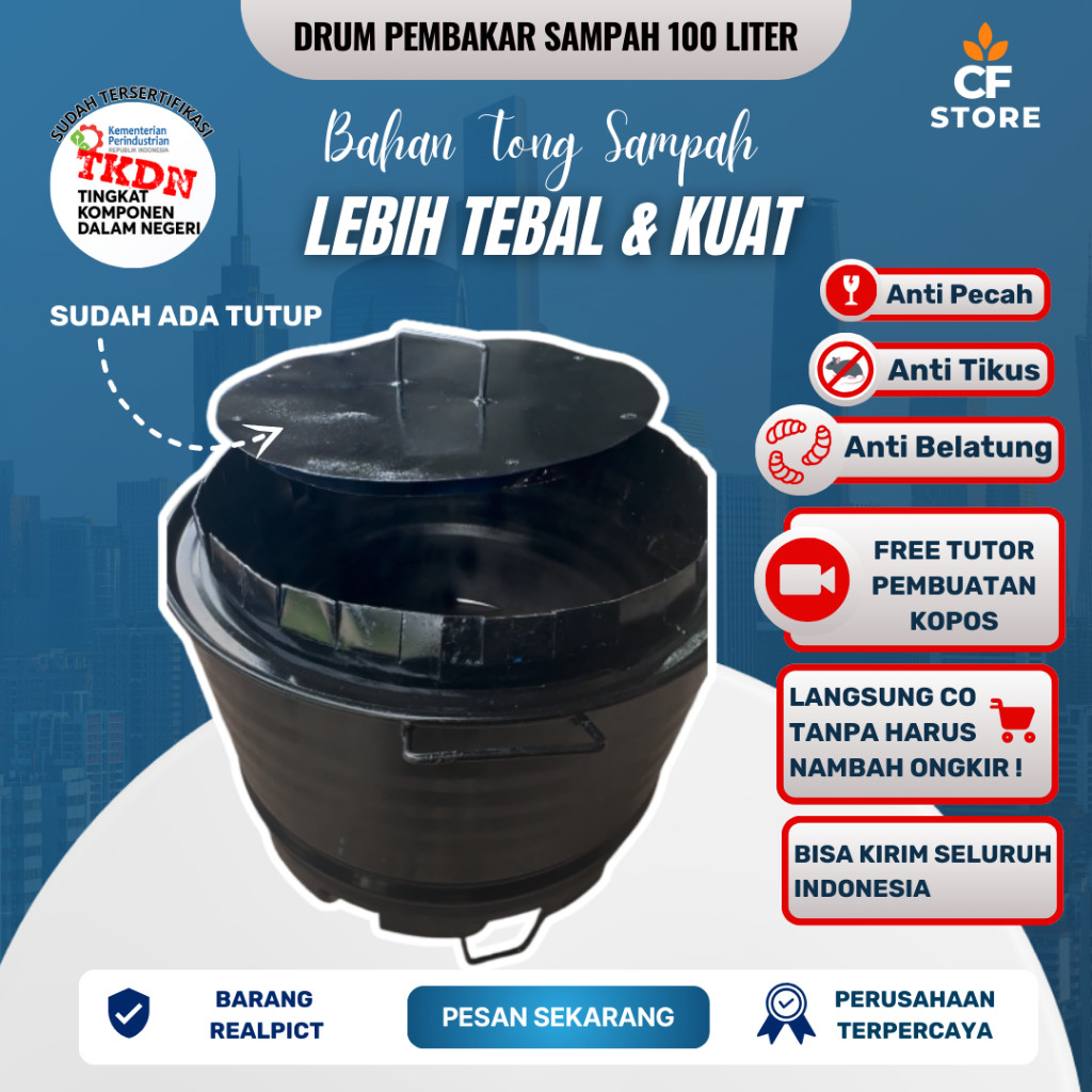 Drum bakar sampah minim asap | Drum bakar sampah besi | tong bakar sampah tanpa asap