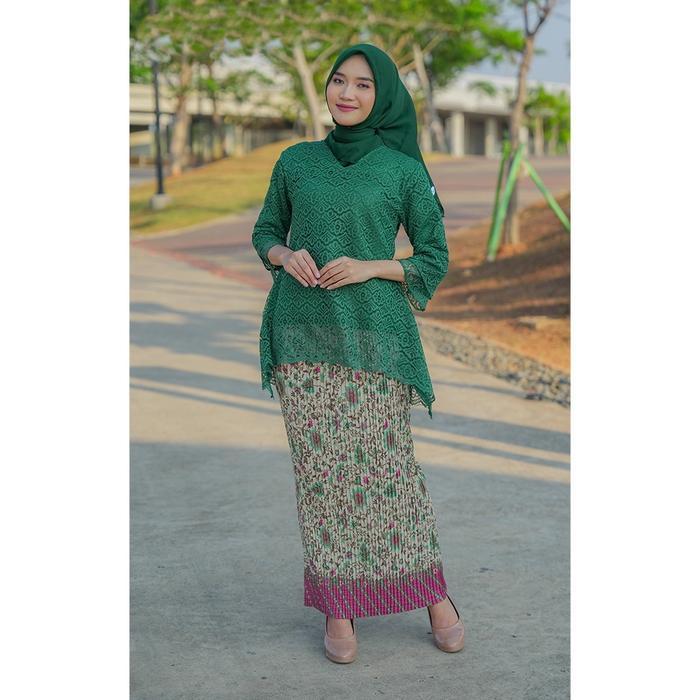Kebaya brokat modern set kebaya ANJANI mix rok plisket batik terbaru setelan kebaya wanita / kebaya 