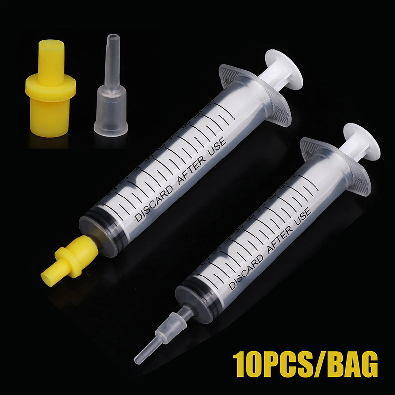 Silicone Pumping Air Syringe Set, 10Pcs CISS Inkjet Cartridge Cleaning Component Connector