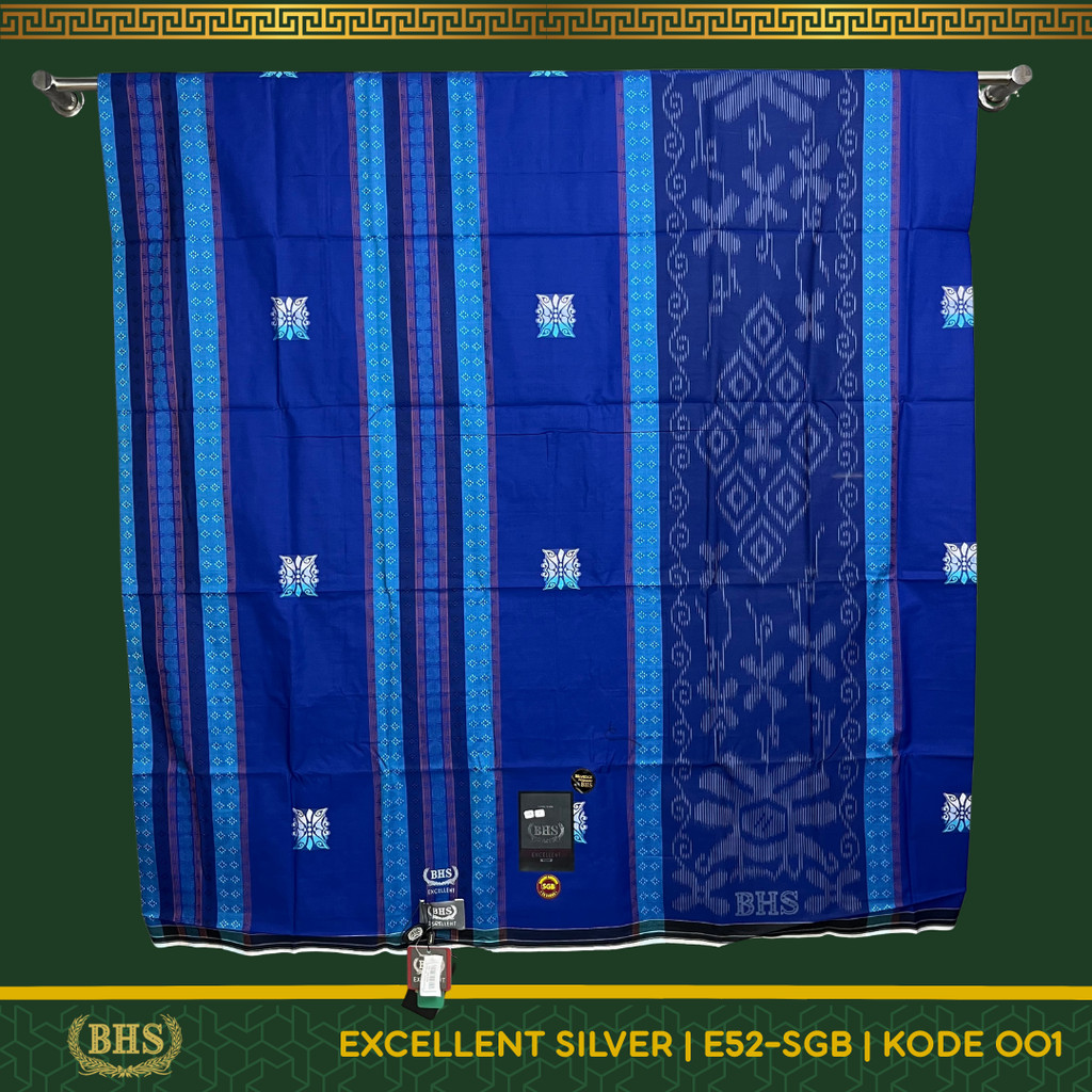 Sarung BHS Excellent SILVER Motif E52 SGB Bahan Mercerized Cotton Halus dan Lembut [Garansi Original