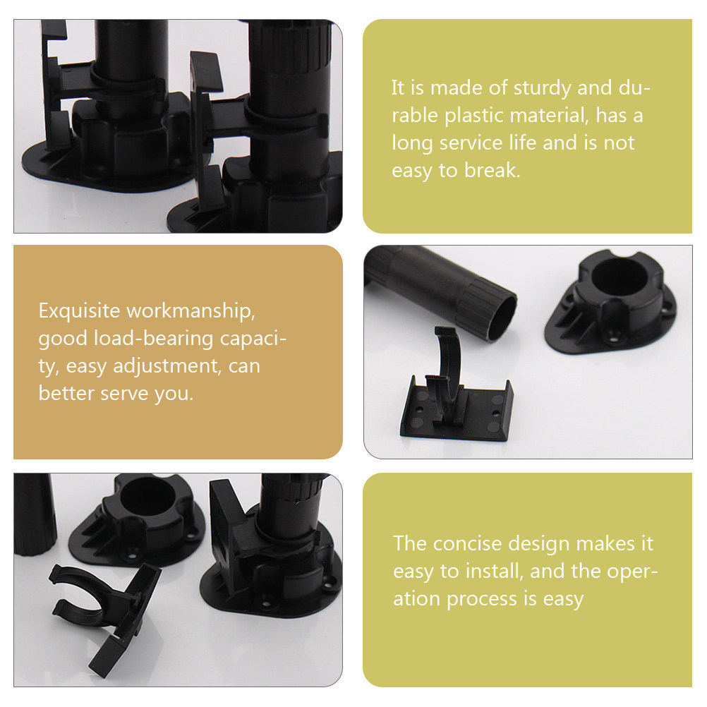 24pcs Black PP Adjustable Furniture Feet Clips for Kitchen Cabinets Home Furniture Leveler Plinth Cl