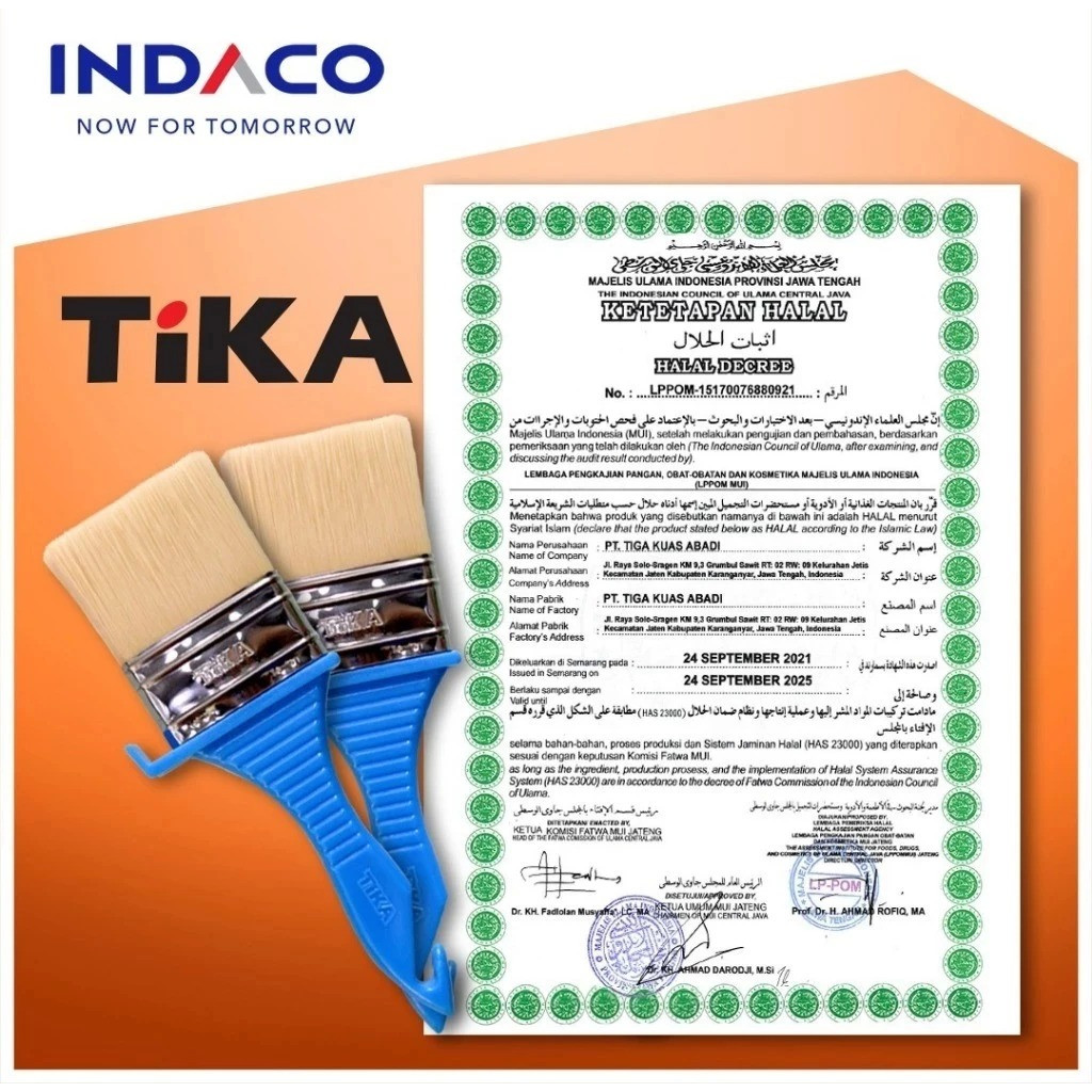 Kuas Cat Tembok TIKA/INDACO/Kuas cat Tembok Halal/Kuas cat halus/Kuas makanan/Kuas Kue Halal (PCS)