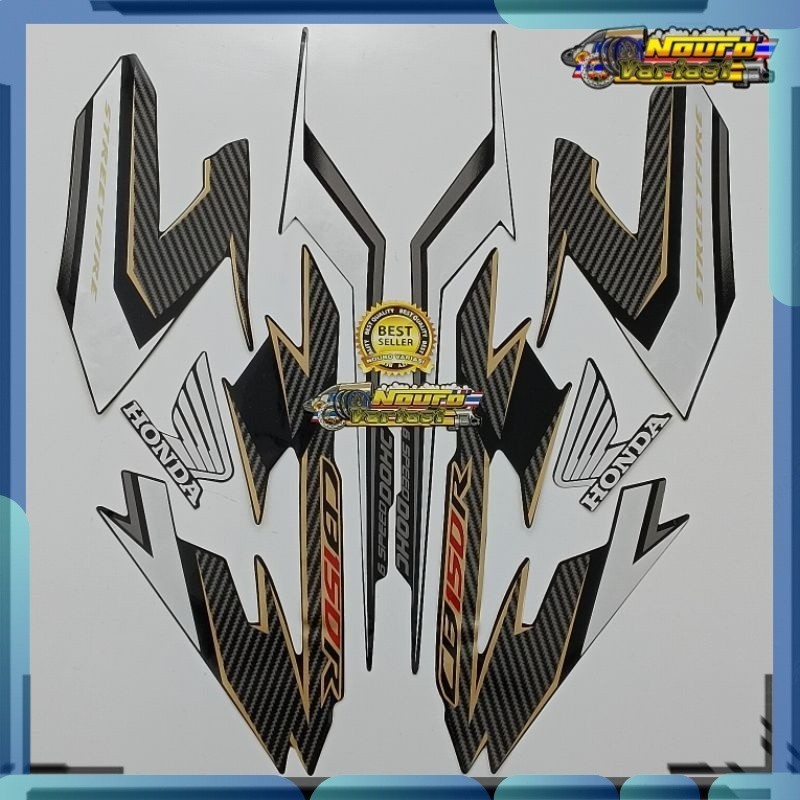 Stiker striping honda cb150r cb 150 r 2017 2018 hitam lis gold  standar bagus