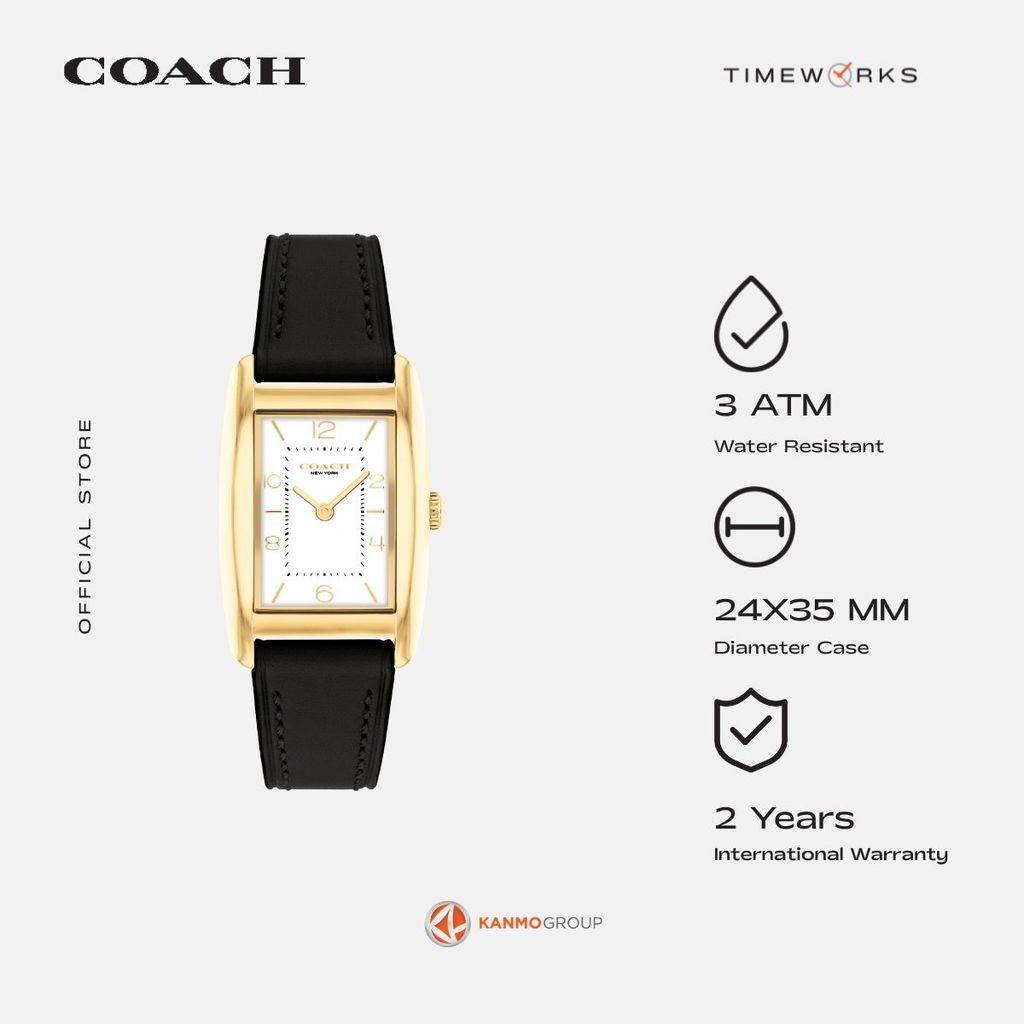 Coach Reese 2 Hands Black Calfskin Leather Strap - Jam Tangan Wanita - 14504312