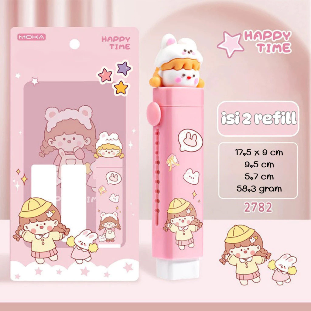 Penghapus karet elastis karakter kartun / penghapus pensil mekanik 3D kawaii / lucu, unik, dan nyama