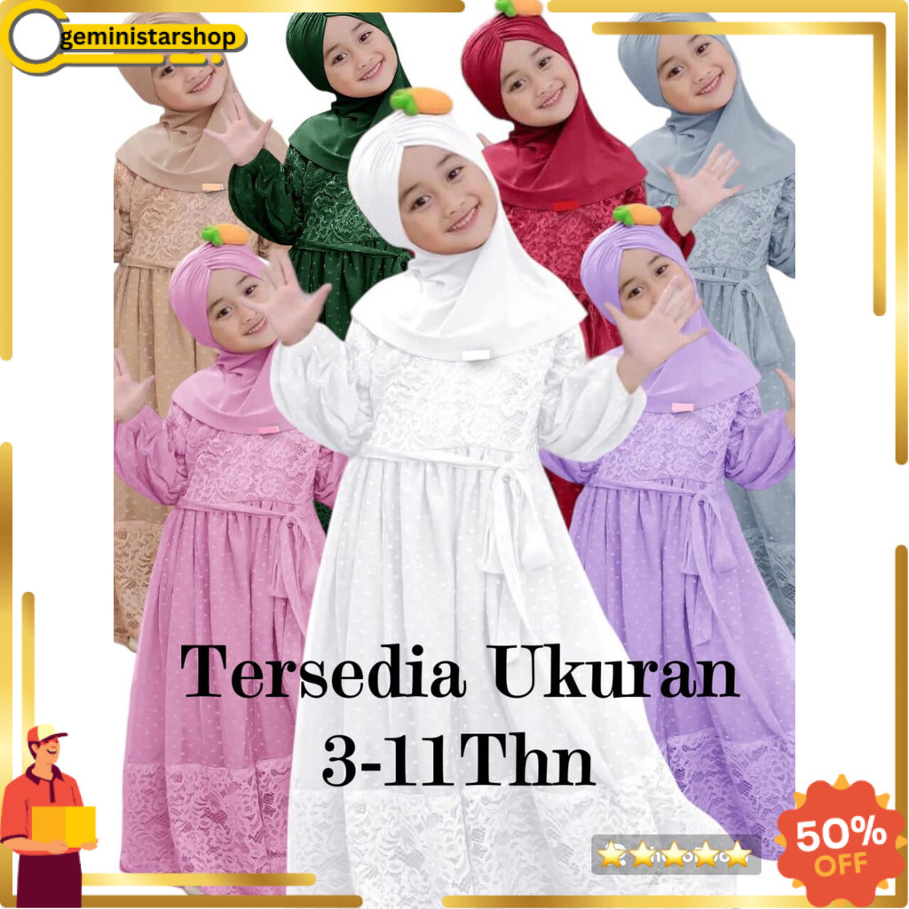 JUAL Gamis anak perempuan Belinda 3-11thn / gamis anak / baju muslim anak perempuan / gamis anak war