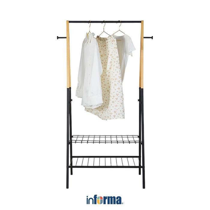 Informa Weldon Gantungan Pakaian Bamboo - Hitam Rak Gantung Jemuran Pakaian Tempat Penyimpanan Organ
