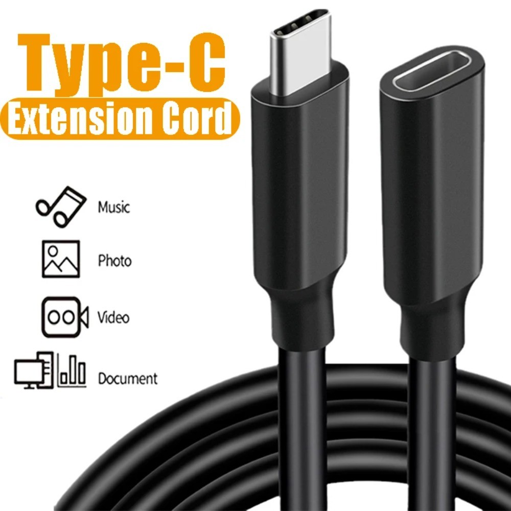 USB C 60W 20V 3A Type-c Extension Cord Type-c Male to Female Extension Cable Gold-plated Extensor Ch