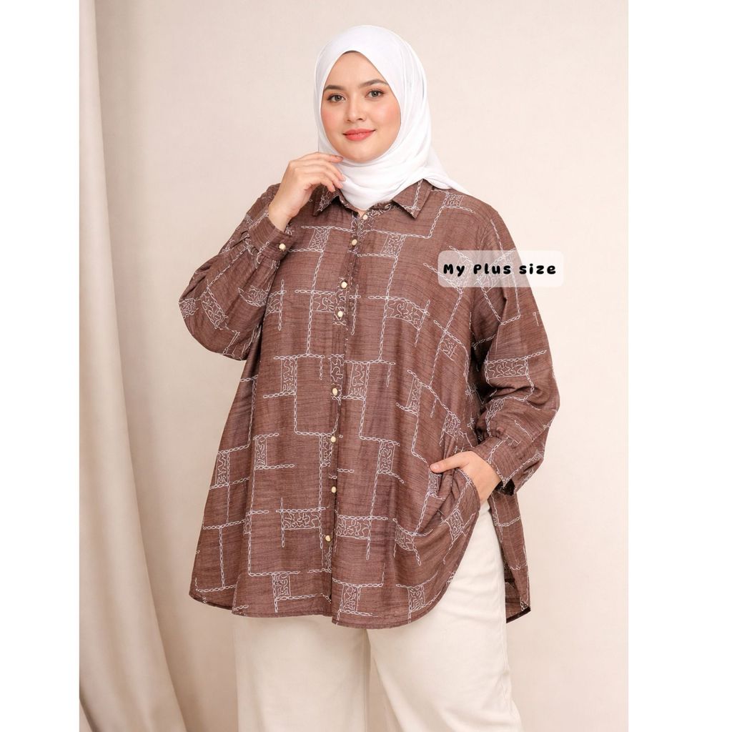 Atasan Kemeja Jumbo Wanita Embroiderry 4072 Ld 125 135 145 cm
