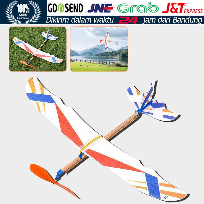 Pesawat Lempar Tenaga Karet Rubber Power Plane / Kit Pesawat Model Edukasi Laser Cutting Presisi / M