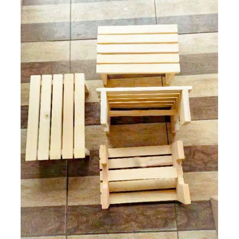 bangku jongkok kayu/bangku kecil/dingklik kayu solid natural