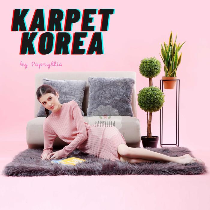 Karpet Lantai Tebal Kasur Busa Bulu Korea 200x150cm Tebal 3cm + Busa - Abu Tua