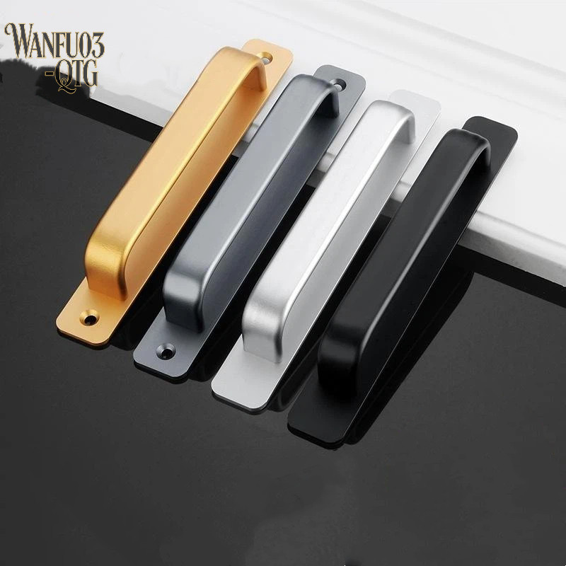 Gagang Pintu Geser Kaca Tanpa Bor dari Paduan Aluminium, Gagang Pintu Serbaguna untuk Laci, Lemari, 