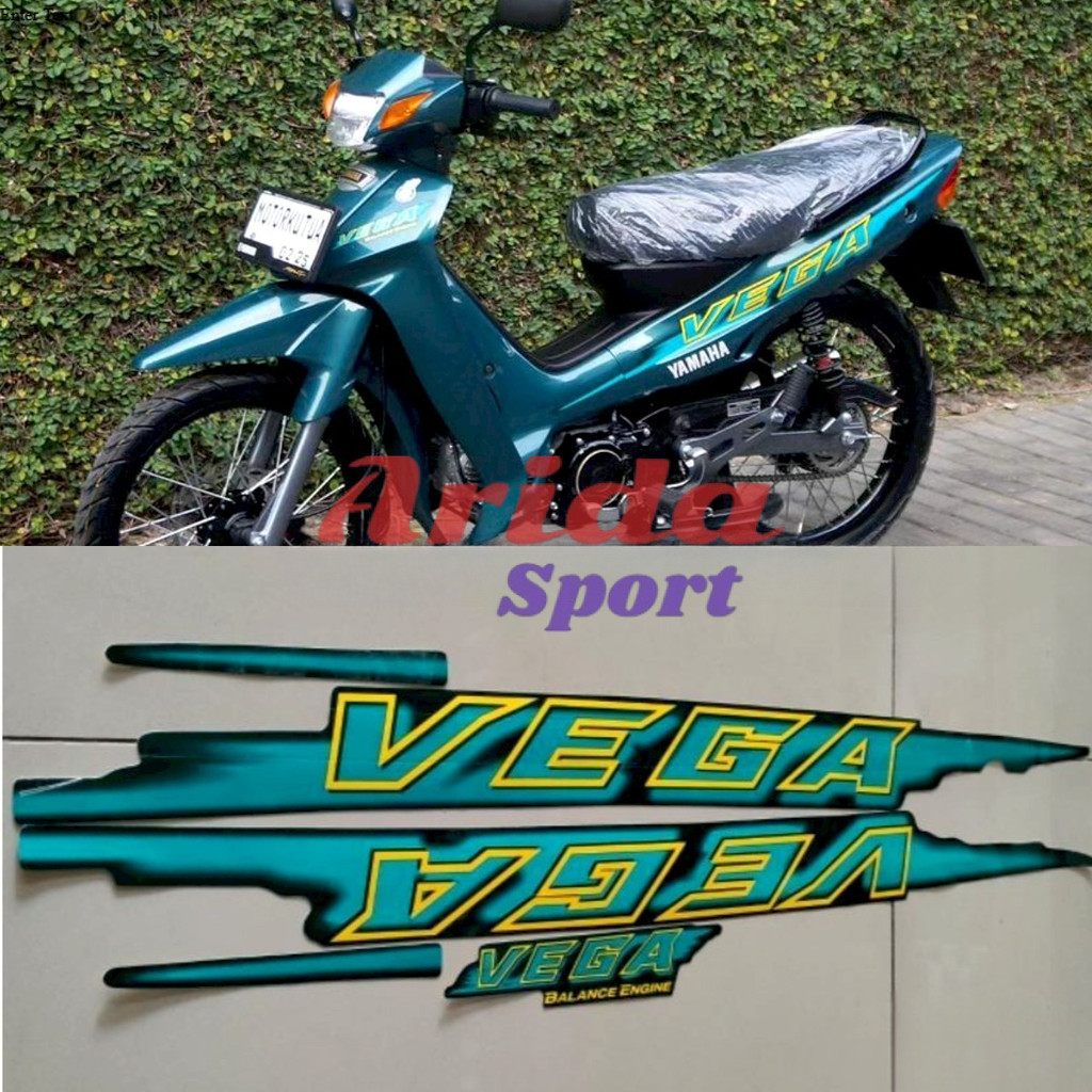 striping sticker lis body yamaha vega lama old thn 1998 1999 hijau botol