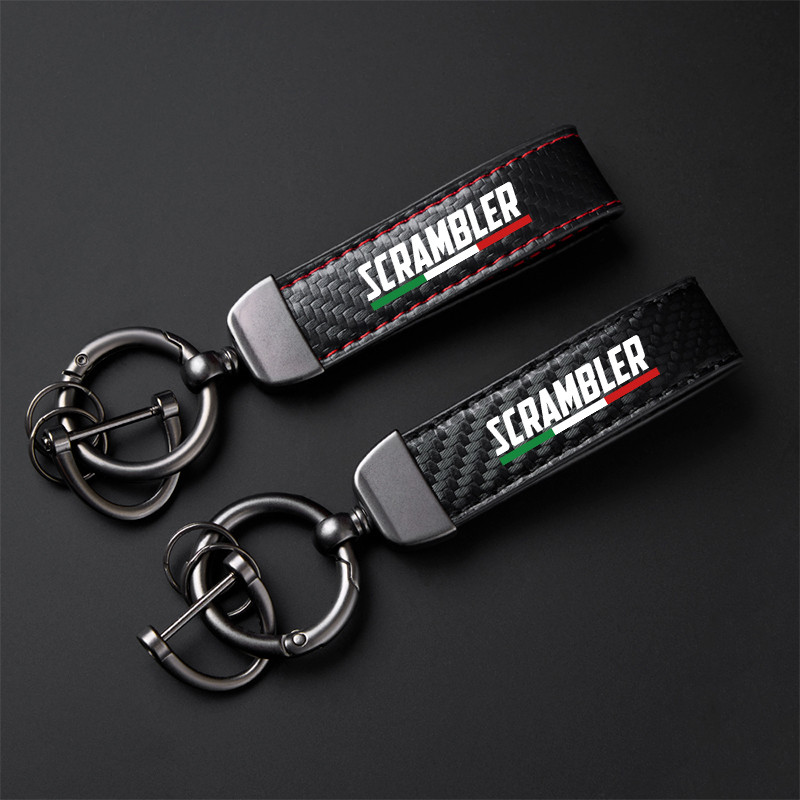 High-Grade Carbon Fiber Motorcycle Keychain Holder Keyring For Ducati Scrambler 800 SUPERSPORT PANIC