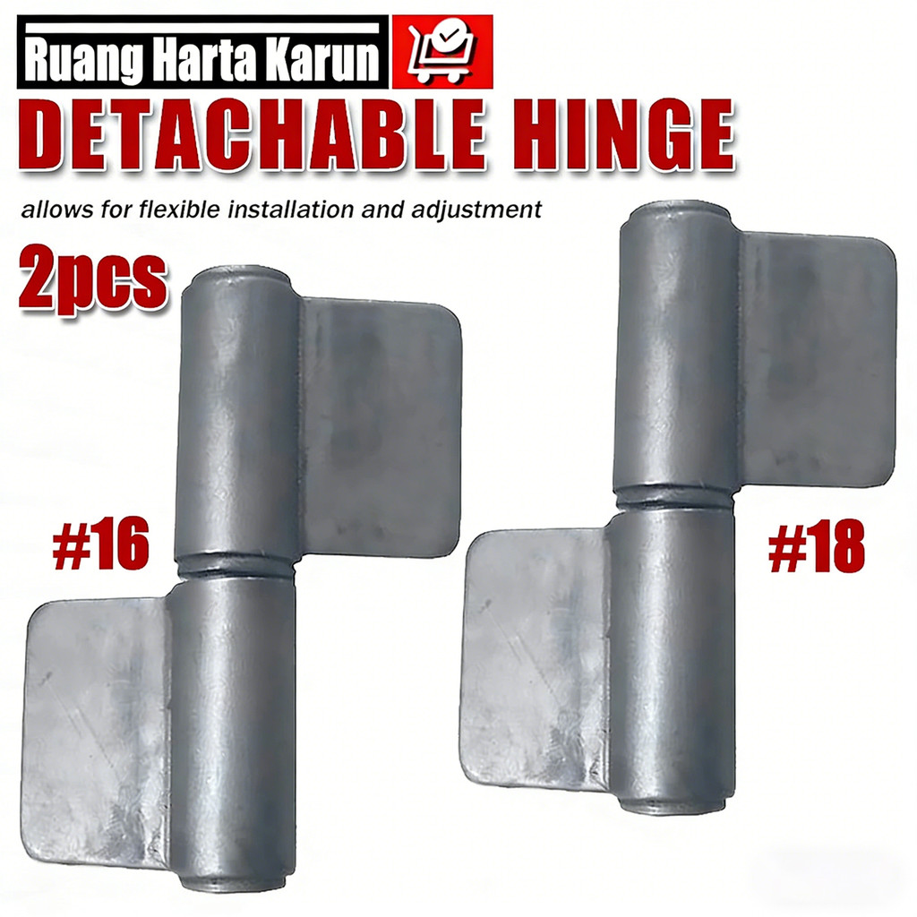 2Pcs Engsel Las Tebal Heavy Duty Premium – Engsel Kupu Rapat Kokoh untuk Pintu Besi Model Cabut Prak