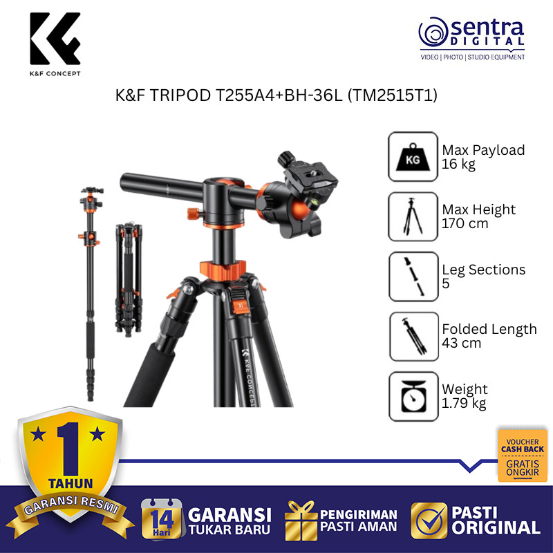 K&F Camera Tripod T255A4+BH-36L (TM2515T1) X03