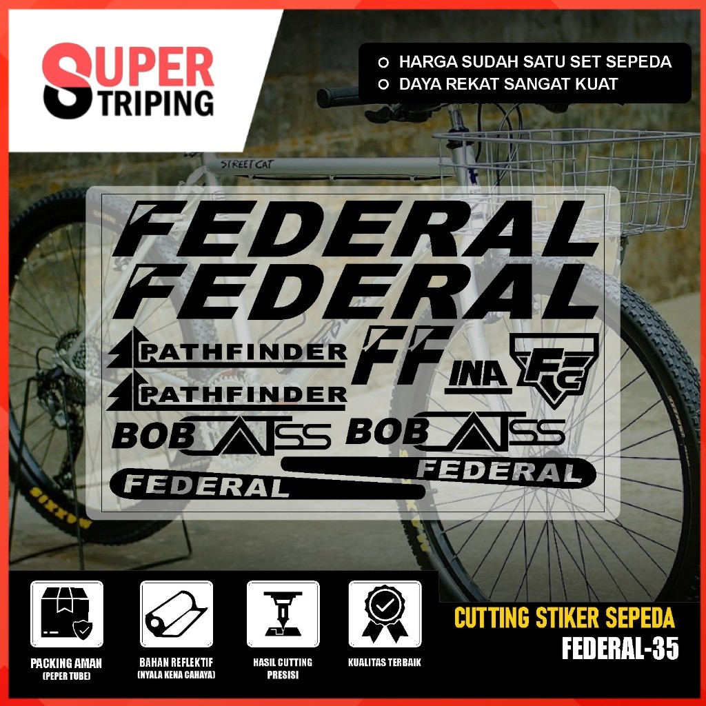 Cutting Sticker Sepeda FEDERAL Bob Cat Pathfinder SS Stiker MG 34 MTB BIKE Streetcat 550 SX SET 35