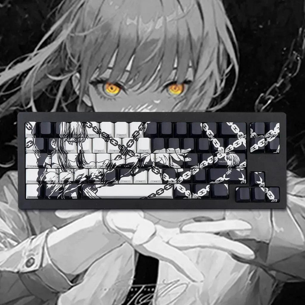 Makima Anime Keycaps Cartoon 129 Keys PBT Keycap reey Keycaps Japan Key Cap Dye-sub Meanical Keyboar